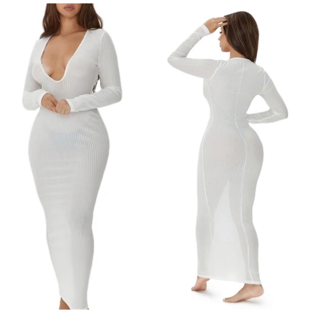Icon swim white cover up dress